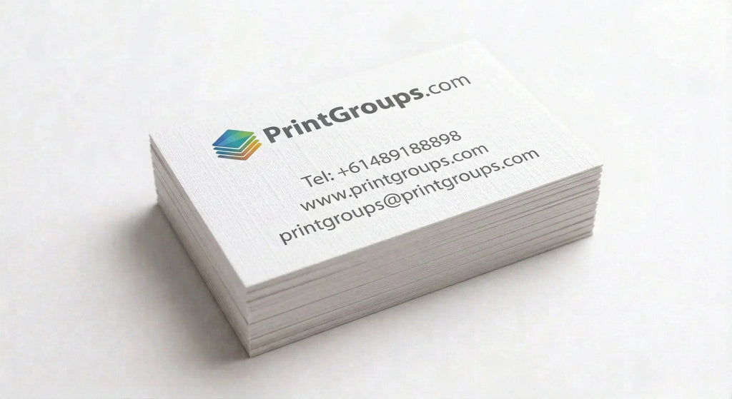 Business Cards 350gsm White Linen Artboard - PrintGroups.com
