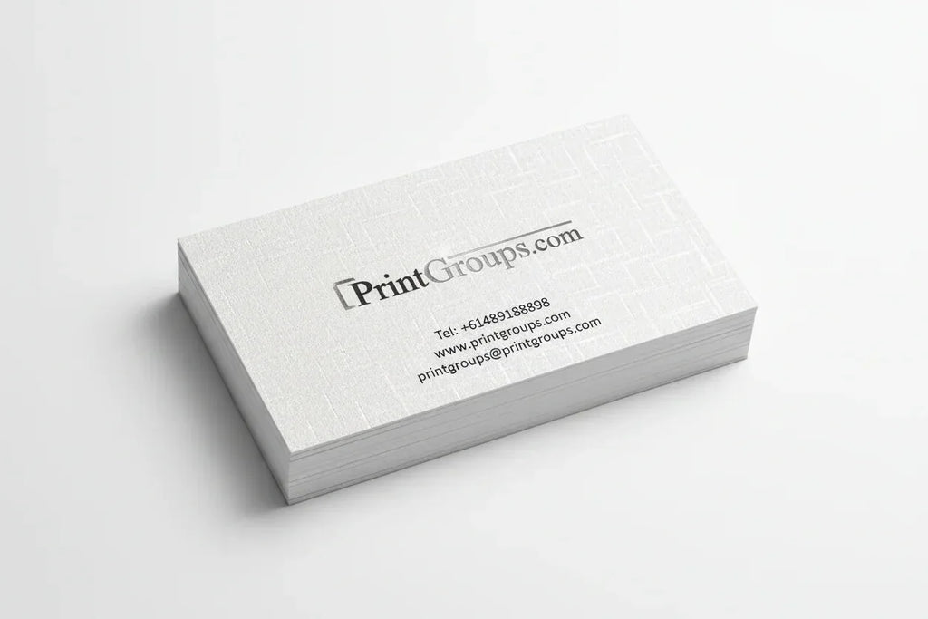 Business Cards 350gsm White Linen Artboard - PrintGroups.com